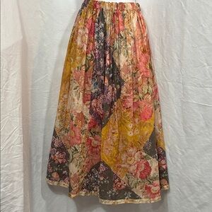 Zimmermann Multicolor Patchwork Style Floral A-Line Skirt